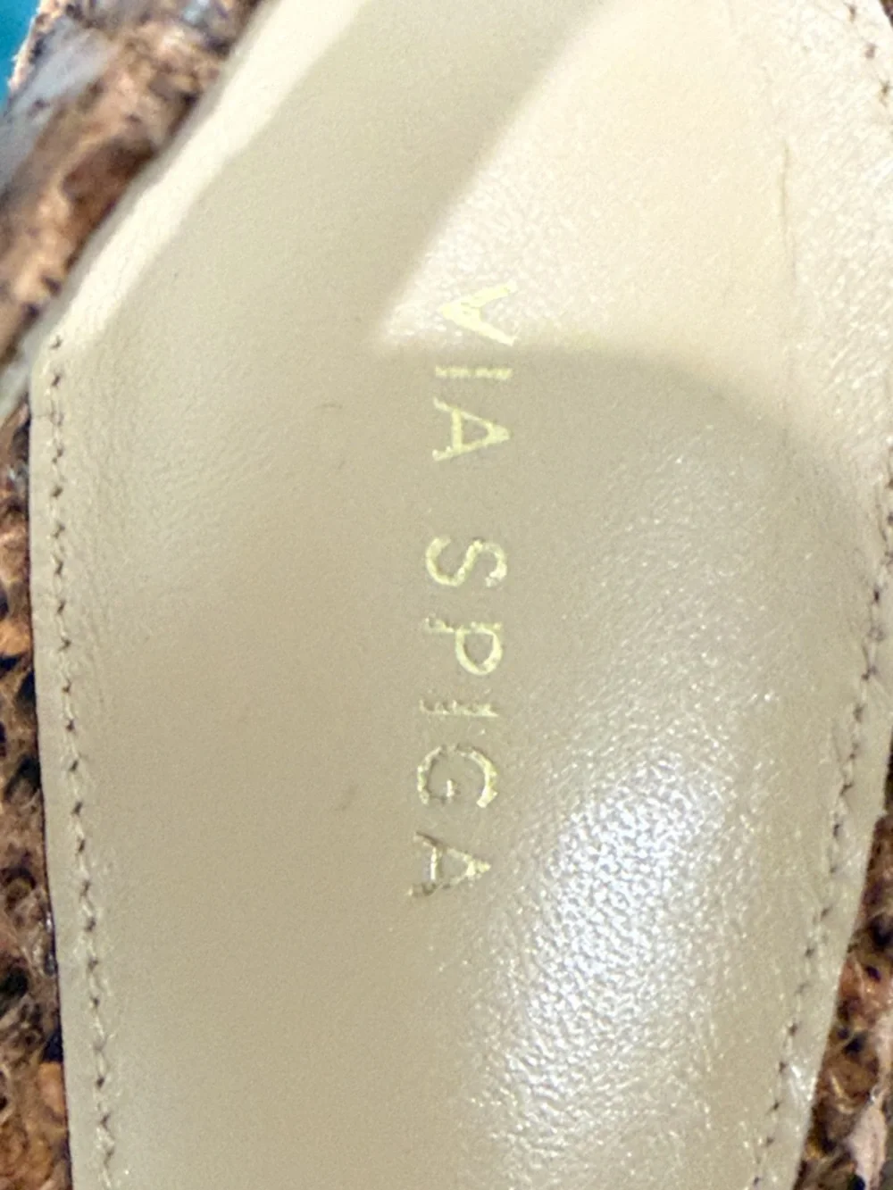 Via Spiga Brown Snake-Print Platform Sandals